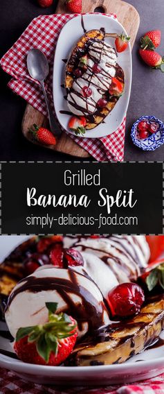 Grilled banana split sundaes