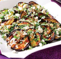 Grilled Eggplant with Garlic-Cumin Vinaigrette, Feta & Herbs