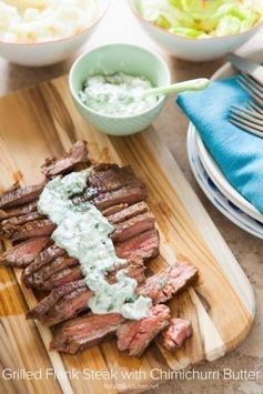 Grilled Flank Steak with Chimichurri Butter