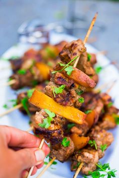 Grilled Jerk Chicken and Peach Skewers