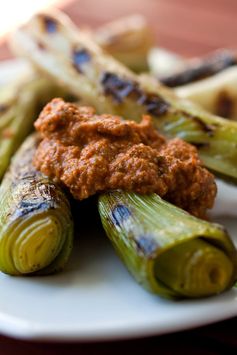 Grilled Leeks With Romesco Sauce