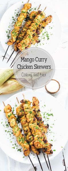 Grilled Mango Curry Chicken Skewers