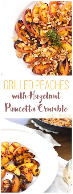 Grilled Peaches with Hazelnut Pancetta Crumble