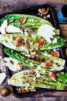 Grilled Romaine Hearts with Figs, Pear and Manchego