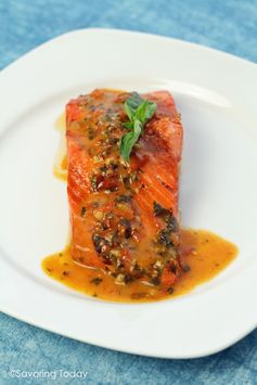 Grilled Salmon with Tomato-Basil Butter Sauce