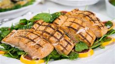 Grilled Salmon with White Bean and Spinach Salad