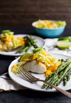 Grilled White Fish with Jalapeno Mango Coleslaw