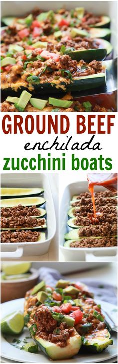 Ground Beef Enchilada Zucchini Boats