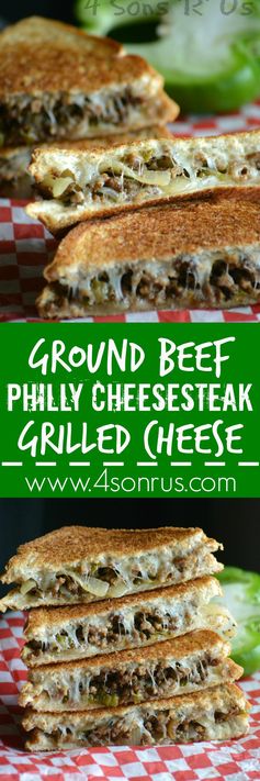 Ground Beef Philly Cheesesteak Grilled Cheese