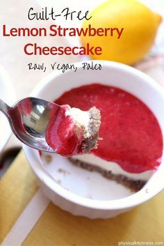 Guilt-Free Raw Lemon Strawberry Cheesecake