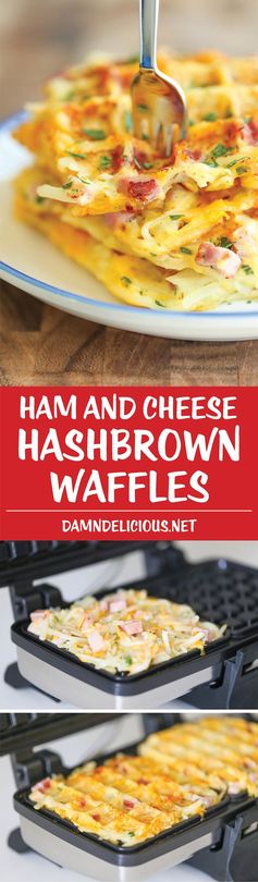 Ham and Cheese Hashbrown Waffles