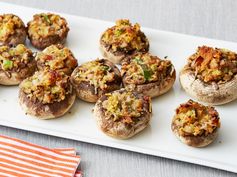 Ham and Cheese Stuffed Mushrooms with Cornbread Crumbs