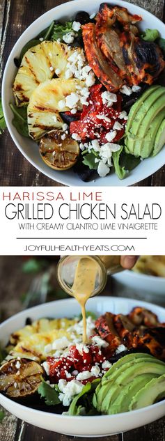 Harissa Lime Grilled Chicken Salad with Creamy Cilantro Lime Vinaigrette