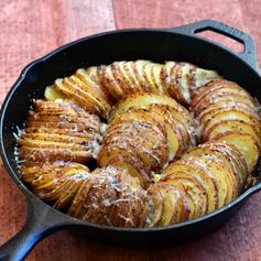 Hasselback Potatoes with Parmesan and Roasted Garlic