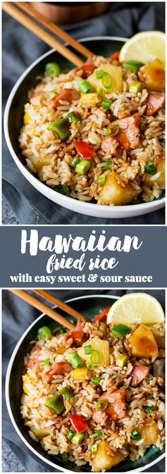 Hawaiian Fried Rice with Easy Sweet and Sour Sauce