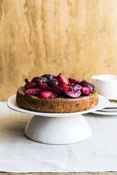 Hazelnut Olive Oil Cake with Fresh Plums