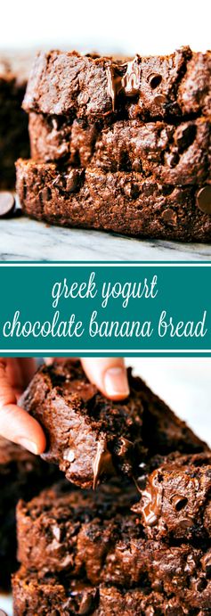 Healthier Chocolate Greek Yogurt Banana Bread