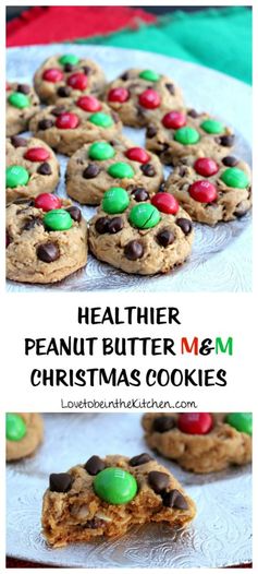 Healthier Peanut Butter M&M Christmas Cookies