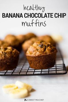 Healthy Banana Chocolate Chip Muffins