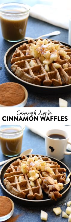 Healthy Caramel Apple Cinnamon Waffles