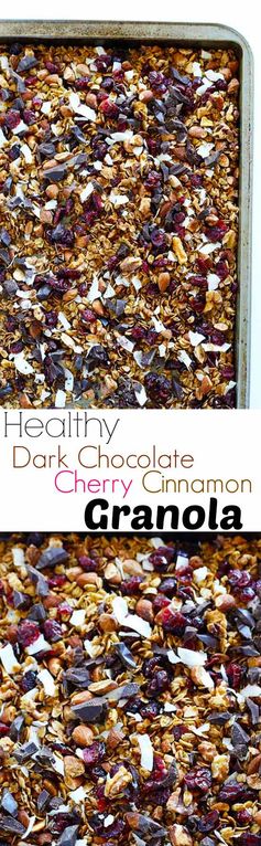 Healthy Dark Chocolate Cherry Cinnamon Granola