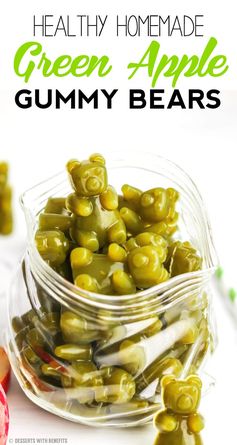 Healthy Homemade Green Apple Popeye Gummy Bears (all natural, fat free, no added sugar!