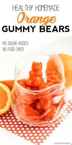 Healthy Homemade Gummy Bears — Orange Flavored (all natural, fat free, no added sugar!