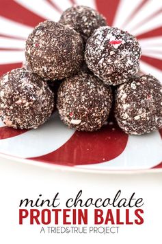 Healthy Peppermint Chocolate Protein Balls