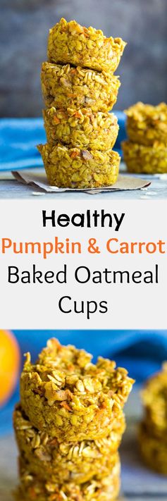 Healthy Pumpkin and Carrot Baked Oatmeal Cups