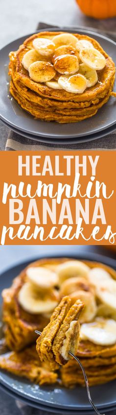 Healthy Pumpkin Banana Pancakes (Paleo, G-F, Protein Options