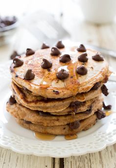 Healthy Whole Wheat Chocolate Chip Pancakes