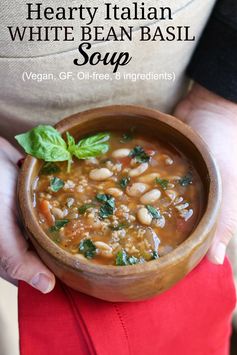 Hearty Italian White Bean Basil Soup