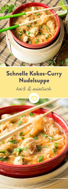 Heiß und asiatisch: Schnelle Kokos-Curry-Glasnudelsuppe