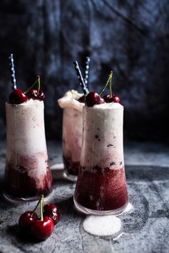 Hibiscus Cherry and Ginger Beer Ice Cream Floats