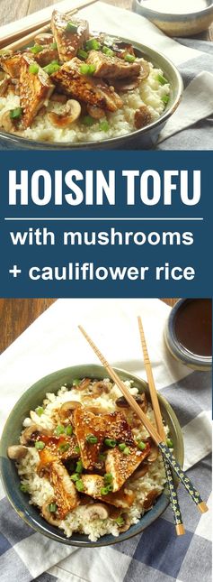 Hoisin Tofu with Mushrooms and Cauliflower Rice