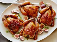 Holiday Hens with Fig Glaze and Cornbread Stuffing