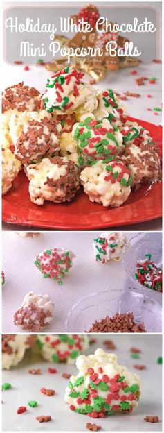 Holiday White Chocolate Mini Popcorn Balls