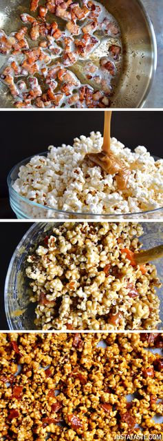 Homemade Caramel Popcorn with Bacon