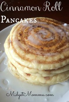 Homemade Cinnamon Roll Pancakes with cream cheese glaze