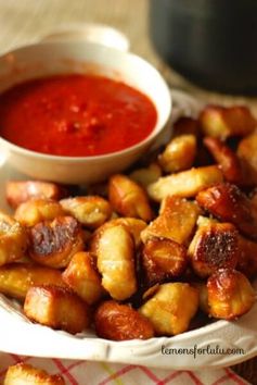 Homemade Parmesan Soft Pretzel Bites with Marinara Dipping Sauce