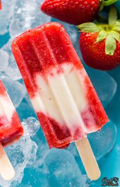 Homemade strawberry yogurt popsicles