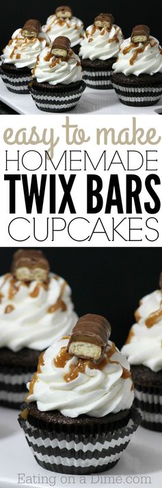 Homemade Twix Bars Cupcakes