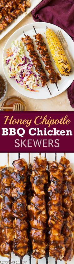 Honey Chipotle BBQ Chicken Skewers