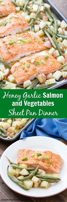 Honey Garlic Salmon and Vegetables Sheet Pan Dinner