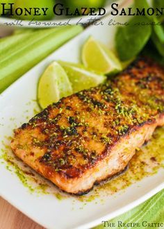 Honey Glazed Salmon with Browned Butter Lime Sauce