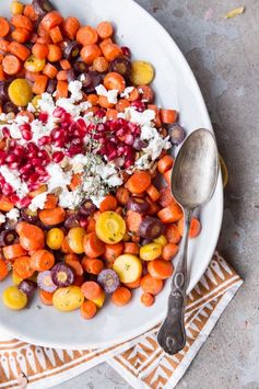 Honey Roasted Carrots with Goat Cheese and Pomegranates