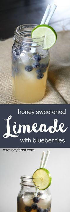 Honey-Sweetened Limeade with Blueberries