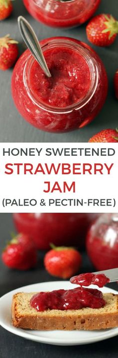 Honey Sweetened Strawberry Jam (naturally paleo, gluten-free, grain-free, dairy-free