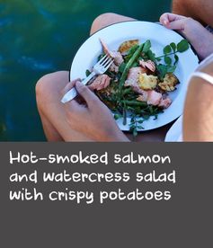 Hot-smoked salmon and watercress salad with crispy potatoes