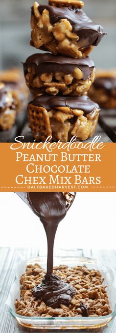 (Idiot Proof Snickerdoodle Peanut Butter Chocolate Chex Mix Bars